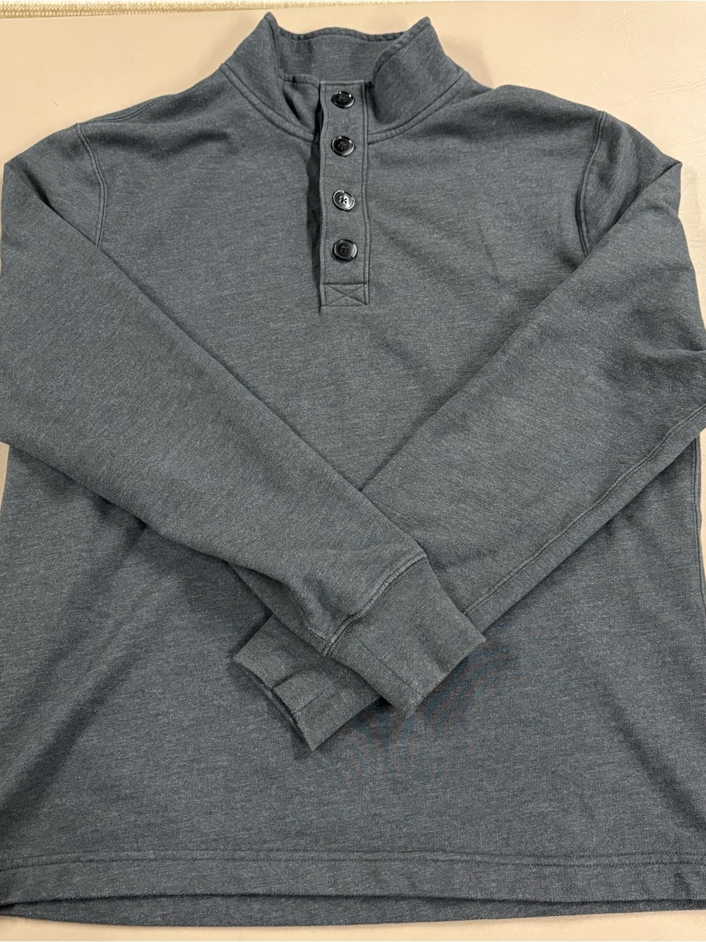 J. Crew Flee e Men's Button-Placket Mock Neck Long-Sleeve Shirt - Charcoal